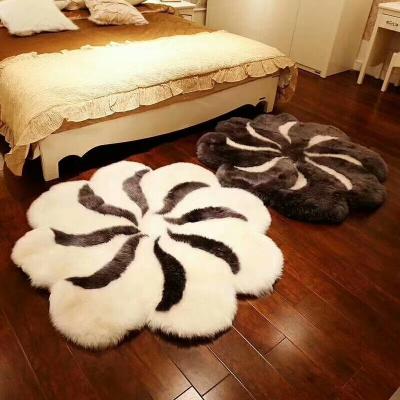 China Modern Designer Anti-Slip Shaggy Faux Sheep Skin Fur Kid Blanket For Living Room Fluffy Plush Hairy Upholstery Black for sale