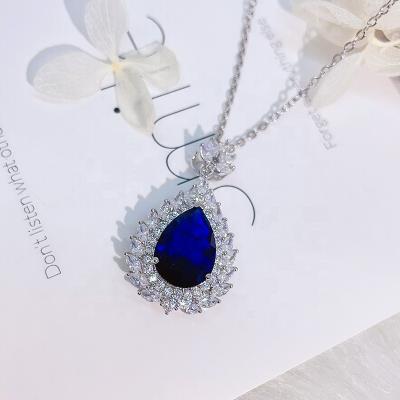 China FASHIONABLE European and American blue tears of angel CZ Diamond Customize Personalized Chain Necklace jewelry for sale