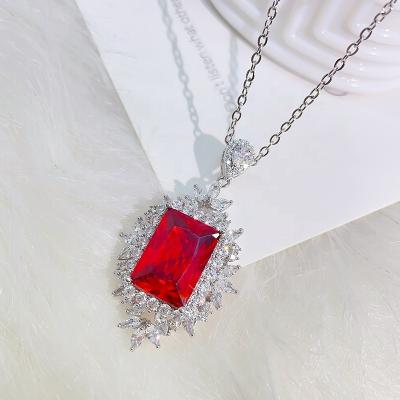 China TRENDY Simple Miniature Princess Square Zirconia Pendant 14K Plated Gold Mens Jewelry Accessories Necklace for sale