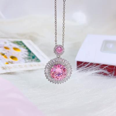 China 2022 Fashion Necklace TRENDY Customizable Round Pendant Zircon Around Cut Jewelry Necklace for sale