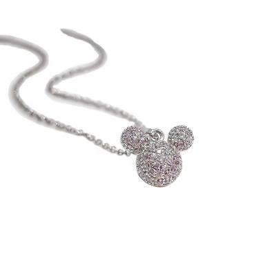 China TRENDY Korean Simple 18K Gold Plated Necklace Fashion Full Diamond Mickey Jewelry Fashion Necklaces Women for sale