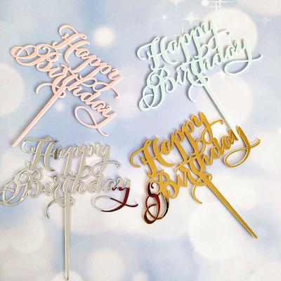 China Acrylic Cake Topper For Cake Cake Decorating Candy Color Happy Birthday Decoration for sale