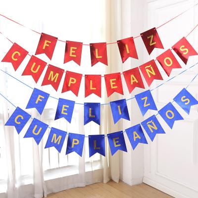 China Feliz Cumpleanos Laser Hanging Spanish Banner for Birthday Party Stage Decoration for sale