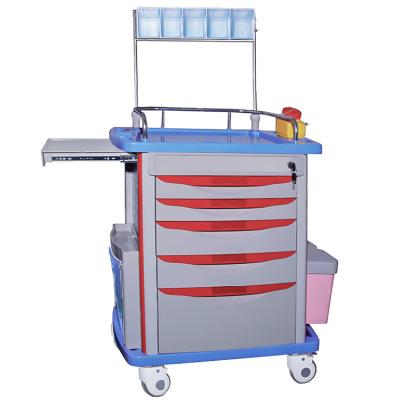 China ABS Multifunctional Plastic Anesthesia Trolley Hospital Plastic Medicine Drug Emergency Trolley for sale