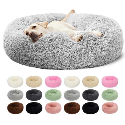 China Factory Wholesale Travel Pet Beds Customized Eco-Friendly Soothing Fluffy Donut Largest Dog Shape Orthopedic Washable Luxury Dog Sofa Bed for sale