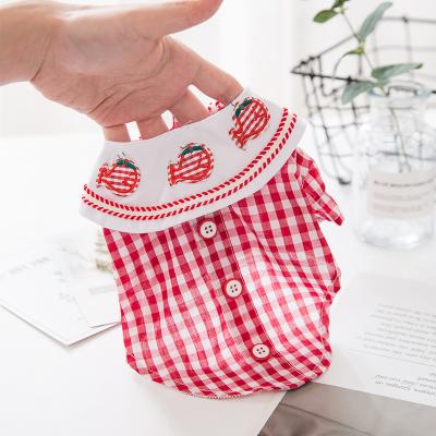 China VIPetop Sustainable Fashion Luxury Puppy Clothes Grid Dog T-shirt Dress Spring Summer Pet Apparel Clothes For Female Dog for sale