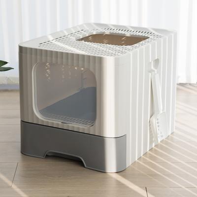 Κίνα New Design Sustainable Wholesale Custom Goods Large Cat Litter Box With Scoop Cat Litter Tray Cat Toilet Eco-friendly Garbage προς πώληση