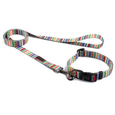 Cina Wholesale Padded OEM Durable Custom Printed Nylon Webbing Dog Collar Leash in vendita