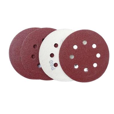 China Manufacturing Technology Sanding Disc 125mm 8holes High End Grit 40-2000 Red Round for sale