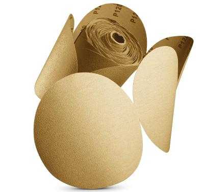 China Long duration ; Automotive Wood Abrasive Gold 150mm High Performance PSA 6 Inch Sandpaper Roll Sanding Disc For Automotive for sale