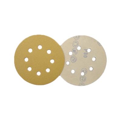 China Polishing 125mm high quality wooden 8 hole aluminum oxide hook and loop sandpaper for sale