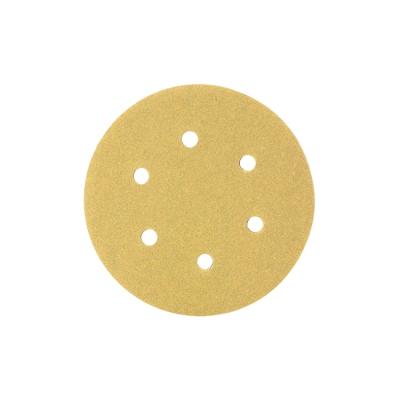 China Hot Selling Yellow Gold 6holes Disc Polishing Utility High Quality Wood 150mm New Product Sanding Paper for sale