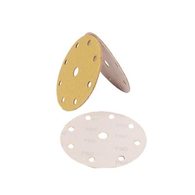 China Metal/Wood/Furniture/Putty Etc Manufacturing 6 Inch 150 Mm 9 Holes Sandpaper Gold Polishing Sanding Disc for polishing for sale