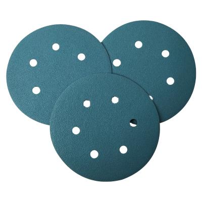 China Reduces edge tear-out for extended use XWK abrasives tools 5 inch 6 holes high quality hook and loop blue round disc sandpaper for sale