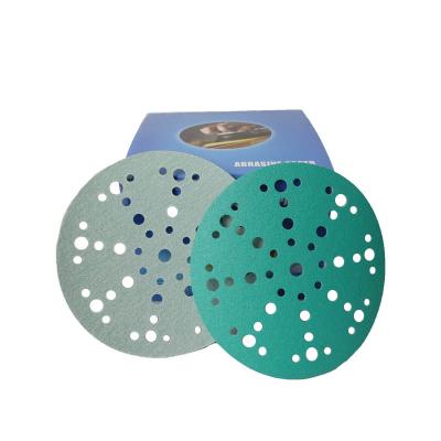 China Inch 150 Mm 49 Holes Hook PET Film Sandpaper Polishing Sanding Disc Metal/Wood/Furniture/Putty Etc. 6 and loop sandpaper for sale