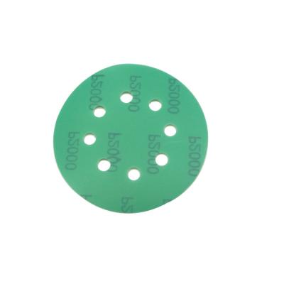 China wood/putty/polishing plastic etc. 6 Inch 125 Mm 8 Holes Round PET Abrasive Green Film Sanding Discs for sale