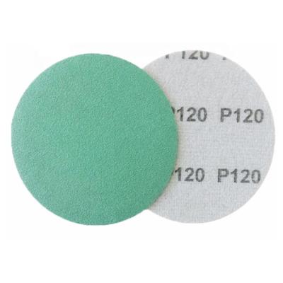 China High Grinding Efficiency / Durable High Quality Aluminum Oxide 5 Inch 125 Mm Sandpaper PET Film Green Sanding Disc For Polishing for sale