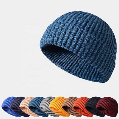 China 2022 New Fashion Men Solid Color Fisherman Beanie Hats Unisex Soft Comfortable Winter COMMON Knitted Hats for sale