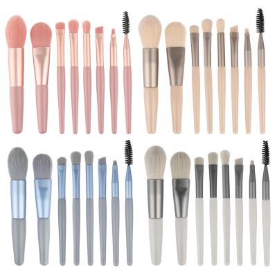 China Amazon Hot Selling 8pcs A Spot Brush Set Travel Girls Cosmetic Brushes Portable Soft Hair With Wooden Handle Make Up Brush Set for sale