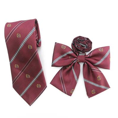 China Designs Fashion Mens Ties Crown Pattern High Quality Striped Polyester Material Men Silk Bow Tie for sale