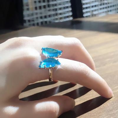 China Factory Wholesale Women Jewelry Cute Rings Butterfly Acrylic Colorful 925 Sterling Silver Ring for sale