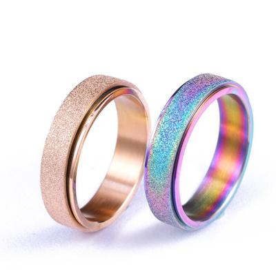 China Amazon CLASSIC Hot Selling High Quality Simple Colorful Titanium Rings Women And Men Simple Couples Mask Gold Ring for sale