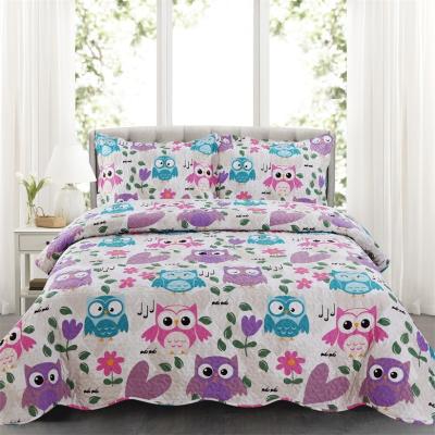 China MOHAP Owl Printed Microfiber Kid Quilt Luxury Cute Home Bedspread for sale