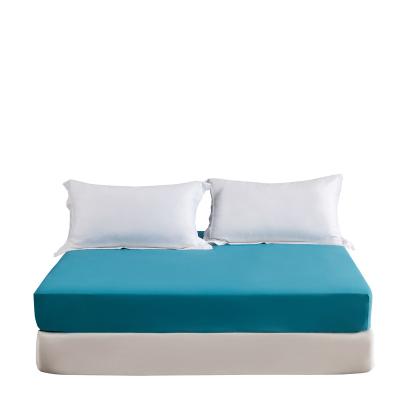 China Plain MOHAP Home Textile Cotton Natural Bulk Light Blue Fitted Sheet for sale