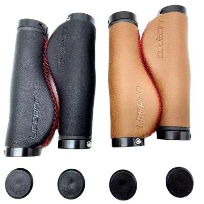 China Mountain Bikes Litepro Mountain Road Bike Handlebar Grips PU Leather Ergonomic Ergonomic Anti-Slip Retro Bike Grip Cover Lock for sale