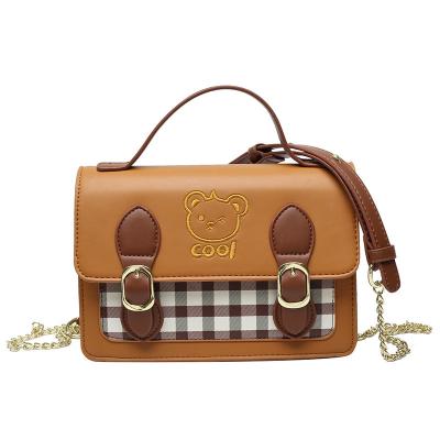 China PORTABLE JK Factory Custom Gingham School Uniform Bags Kawaii Embroidery Vegan Girls Leather Cross - Body Satchel Mini Handbags for sale