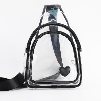 China Factory High Quality Self-designed Waterproof Transparent Clear PVC Trunk Messenger Bag Shoulder Crossbody Sling Custom Bag for sale