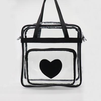 China High Quality Manufacture Custom PVC Shoulder Bag Transparent Clear PVC Cross - Body Bag With Hear PU Patch For Lady for sale