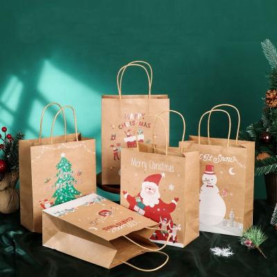 China Recyclable Eco-Friendly Biodegradable Snacks Bread Shop Paper Bag Christmas Paper Bag For Christmas Party Gift Wrapping Paper Bag Wholesale for sale