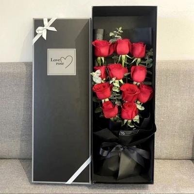 China Recycled Materials Customized Wholesale Preserved Rose Gift Boxes Handmade Big Flower Bouquet Gift Box With Drawer Flower Packaging Box for sale