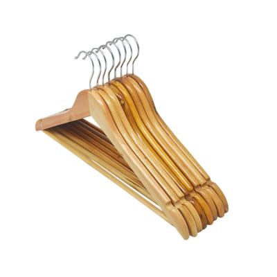 China Amazon Transitional Wood Hot Selling Clothes Hanger Wooden Non-marking Drying Rack Hanger Clothes Store Hotel for sale