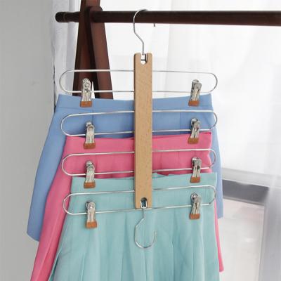 China Modern Retail Baby Kids Multi Layer With Staples Space Saving Pants Hangers For Wardrobe for sale