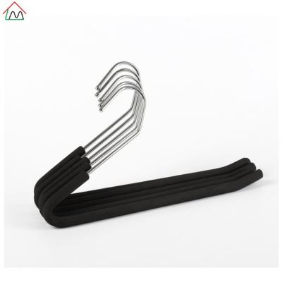 China High Quality Non-slip Wardrobe LM1028F EVA Foam Coating Metal Pant Hangers for sale