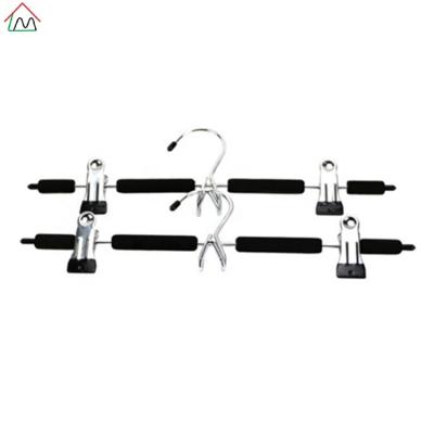 China LM1012F Hot Sale Eco-friendly EVA Foam Chrome Plated With Staples Hanger For Clothes Pants for sale