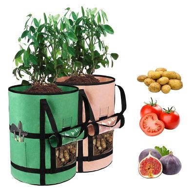 China Breathable Aeration Planter Pots Garden Potato Tomato Vegetable Felt Fabric Nonwoven Plant Growing Bags for sale