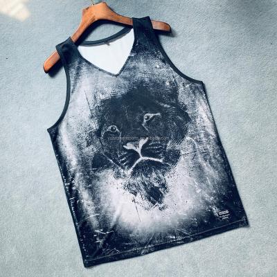 China Full Sublimation New Style Breathable Basketball T-Shirt Latest Design Orange And Black Basketball Tank Top for sale