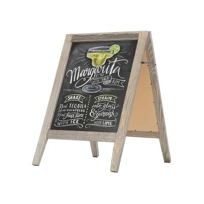 China Eco-Friendly Vintage Rustic Wooden Freestanding Double Sided A-Frame Chalkboard for sale