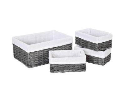 China Sustainable Handmade Wicker Storage Baskets Set Decorative Woven Nesting Organizing Baskets For Bedroom (Set Of 4, Gray) for sale