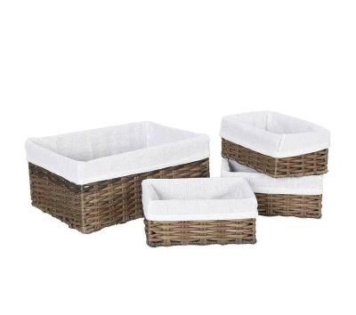 China Sustainable Handmade Wicker Storage Baskets Set Decorative Woven Nesting Organizing Baskets For Bedroom Bathroom (Set Of 4, Brown) for sale