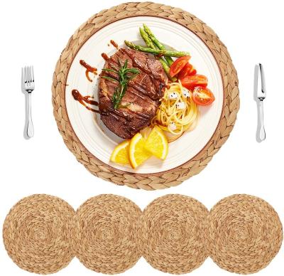 China The Large Round Water Viable Hyacinth Straw 4-Pack Placemat for the Dining Table for sale