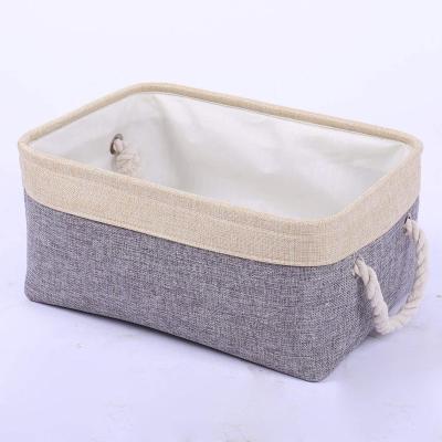 China Decorative Collapsible Storage Basket Rectangular Fabric Storage Bin With Handles For Clothes Storage for sale