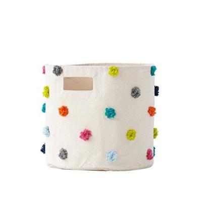 China Best Selling Viable Home Decor Cotton Canvas Pompom Storage Bin, Cabinet Storage Box for sale