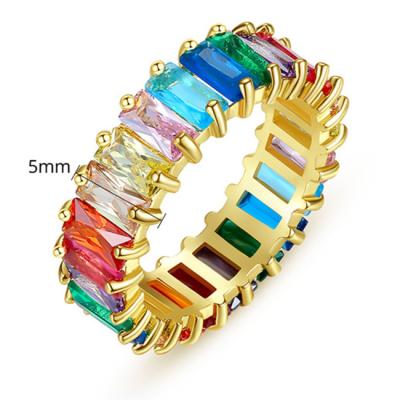 China 2022 Newest Zircon Women And Men FASHIONABLE Luxury Multicolor Rectangle Rings for sale