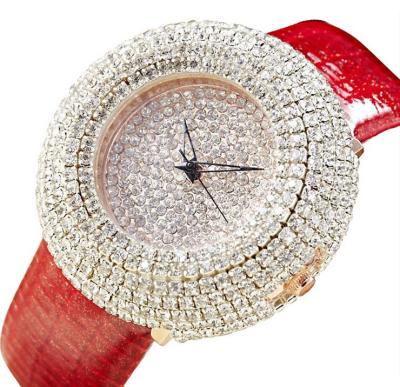 China 2022 Wholesale Genuine Leather Belt Diamond Ladies Quartz Watches Fashion Waterproof Round Dial Genuine Water Resistant for sale