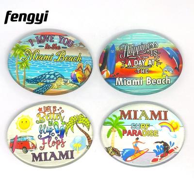 China Shape Crystal Glass USA Miami Beach Custom Tourist Souvenir Fridge Magnet for sale