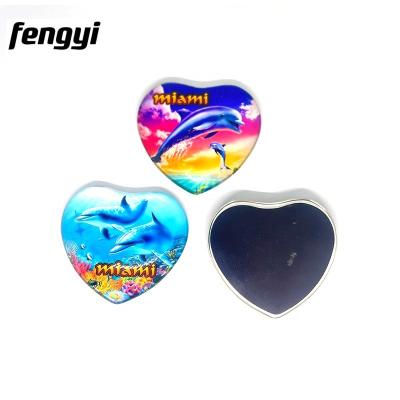 China Shape Heart Shape Custom Glass Coastal Fridge Magnet Florida Coastal Fridge Magnet Miami Shape Fridge Magnet for sale